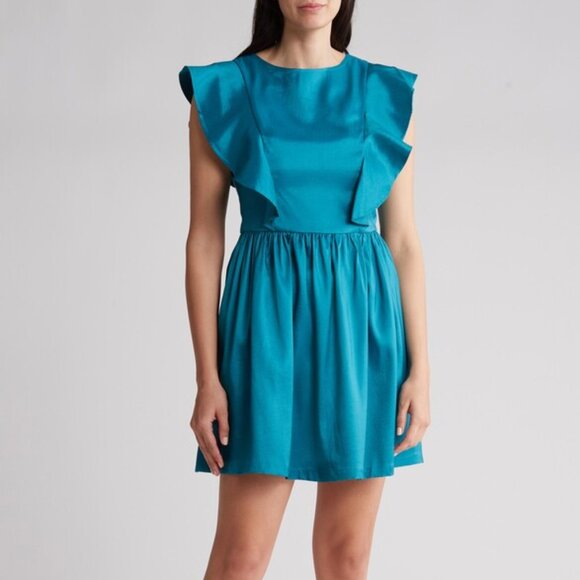 New FRNCH Sleeveless Ruffle Party Cocktail Mini Dress  P6475 - Picture 1 of 9